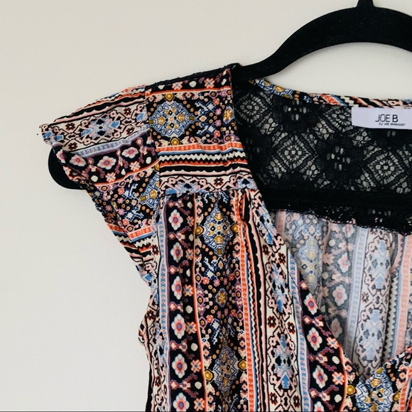 Joe B romper aztec print black lace back S - Picture 4 of 6